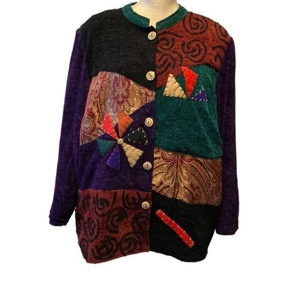 Indigo Moon Women's Patchwork Cardigan Sweater Vintage Ladies Multicolor Size 1X - Picture 4 of 9